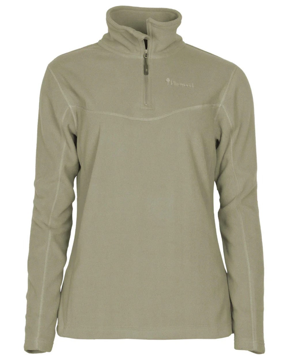 Mid Khaki coloured Pinewood Womens Tiveden Fleece Sweater on white background #colour_mid-khaki