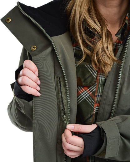 Moss Green coloured Pinewood Womens Wilda Padded Parka on white background #colour_moss-green