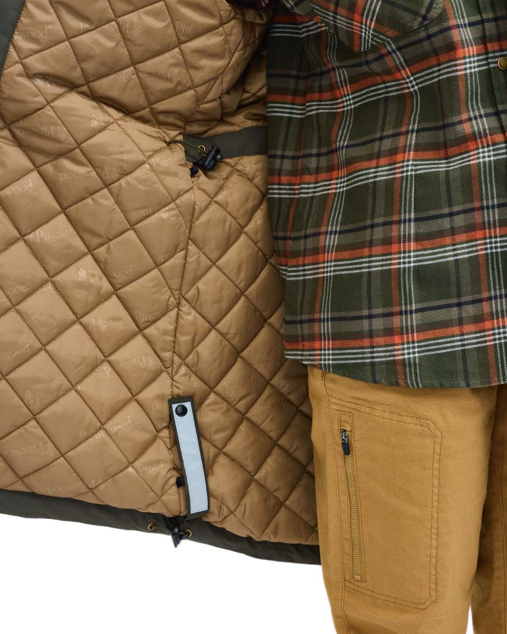 Moss Green coloured Pinewood Womens Wilda Padded Parka on white background #colour_moss-green