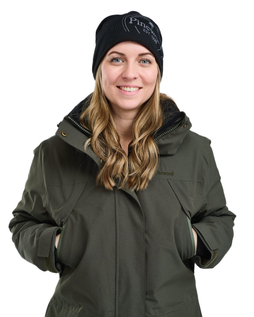 Moss Green coloured Pinewood Womens Wilda Padded Parka on white background #colour_moss-green