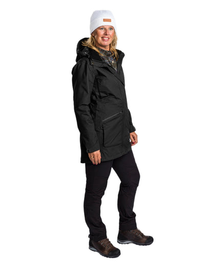 Black coloured Pinewood Womens Wilda Parka on white background #colour_black