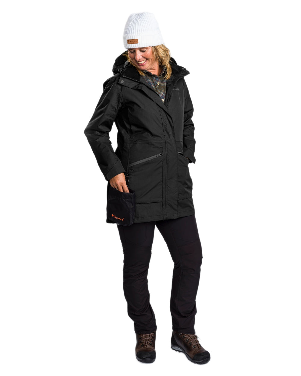 Black coloured Pinewood Womens Wilda Parka on white background #colour_black