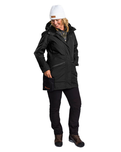 Black coloured Pinewood Womens Wilda Parka on white background #colour_black