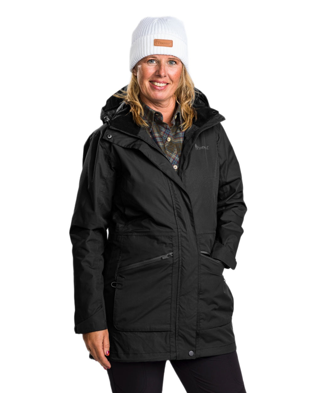 Black coloured Pinewood Womens Wilda Parka on white background #colour_black