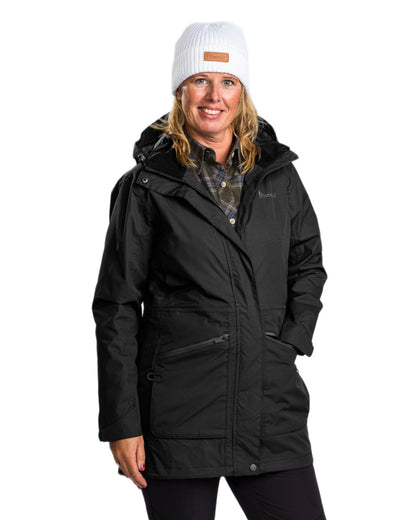 Black coloured Pinewood Womens Wilda Parka on white background #colour_black