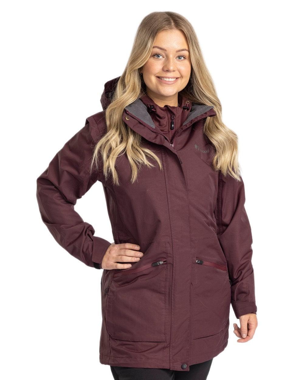 Earth Plum coloured Pinewood Womens Wilda Parka on white background #colour_earth-plum
