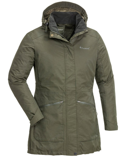 Moss Green coloured Pinewood Womens Wilda Parka on white background #colour_moss-green