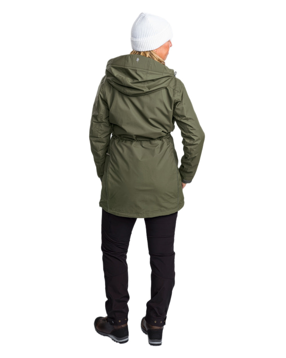 Moss Green coloured Pinewood Womens Wilda Parka on white background #colour_moss-green