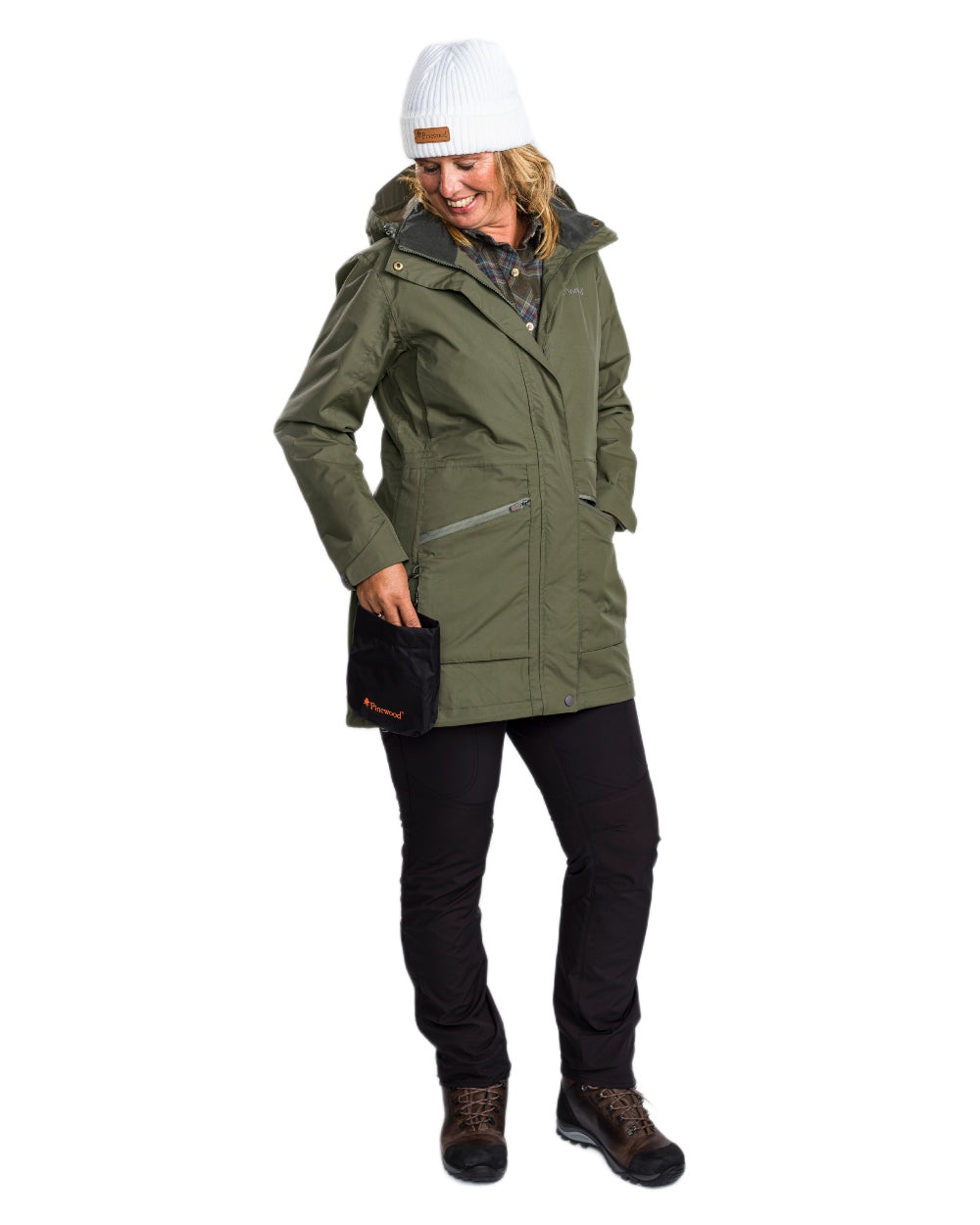 Moss Green coloured Pinewood Womens Wilda Parka on white background #colour_moss-green