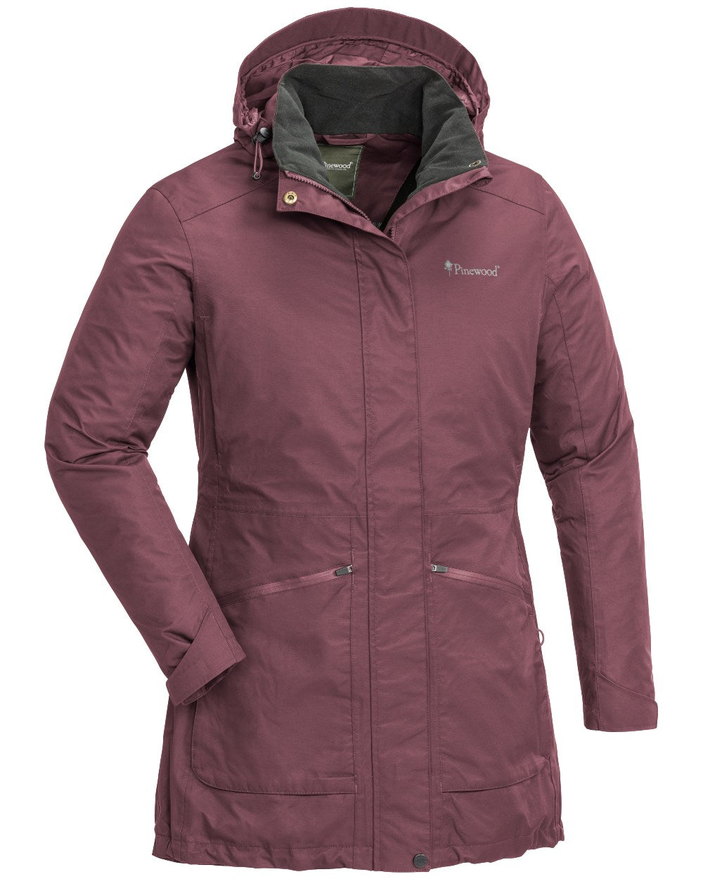 Plum coloured Pinewood Womens Wilda Parka on white background #colour_plum