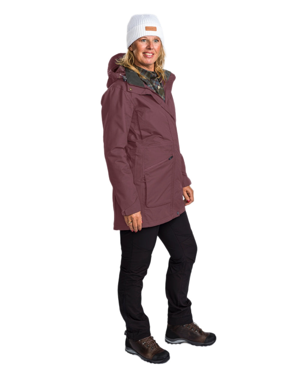 Plum coloured Pinewood Womens Wilda Parka on white background #colour_plum