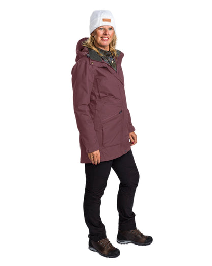 Plum coloured Pinewood Womens Wilda Parka on white background #colour_plum