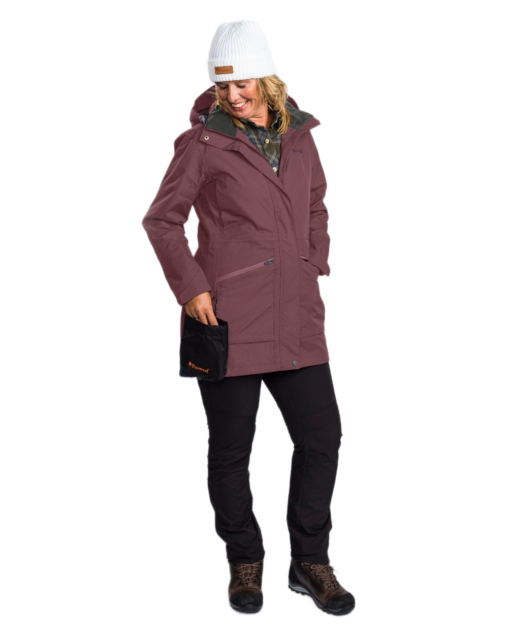 Plum coloured Pinewood Womens Wilda Parka on white background #colour_plum