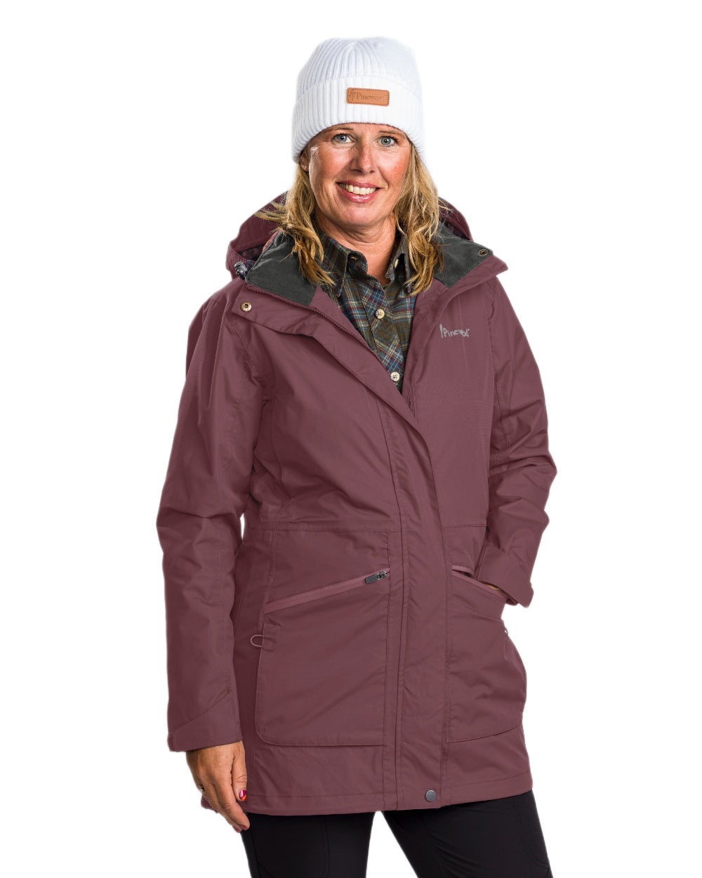 Plum coloured Pinewood Womens Wilda Parka on white background #colour_plum