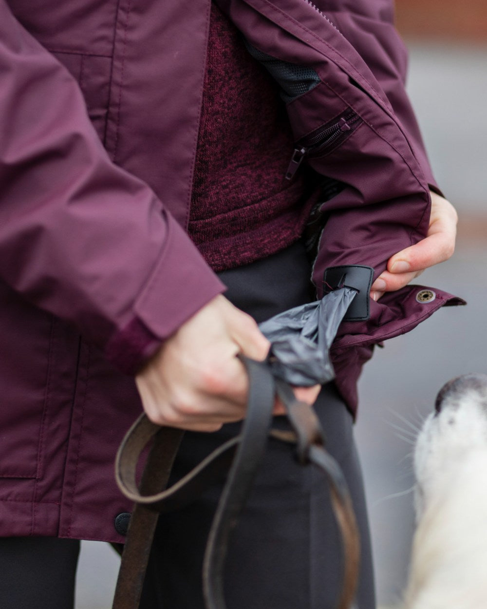 Plum coloured Pinewood Womens Wilda Parka on street background #colour_plum