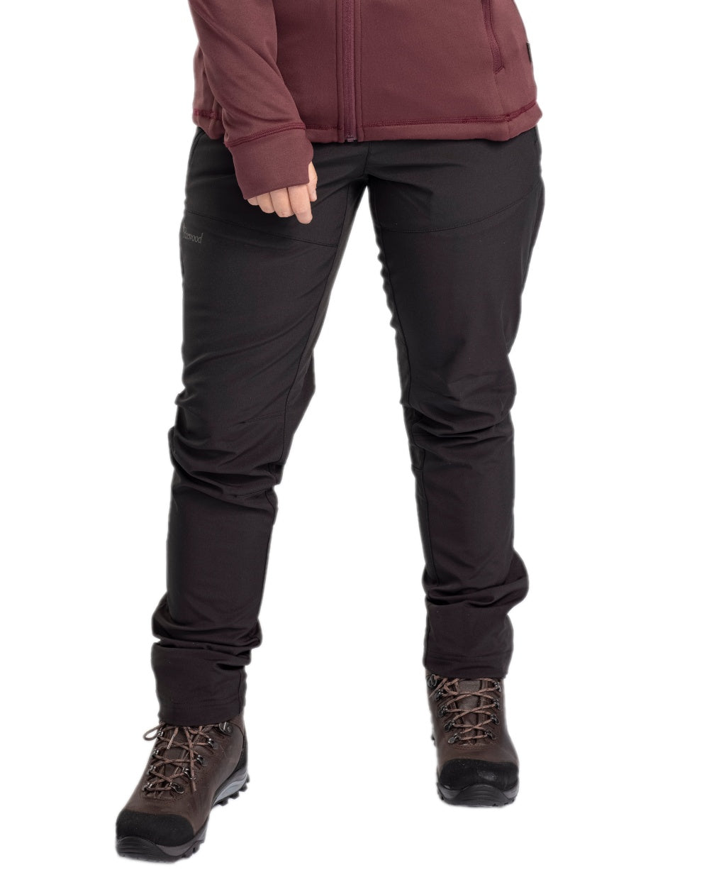 Black Coloured Pinewood Womens Wilda Stretch Shell Trousers on white background #colour_black