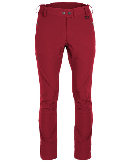 Dark Tomato Coloured Pinewood Womens Wilda Stretch Shell Trousers on white background #colour_dark-tomato