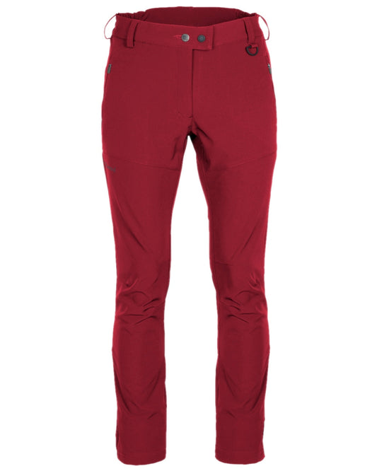 Dark Tomato Coloured Pinewood Womens Wilda Stretch Shell Trousers on white background #colour_dark-tomato