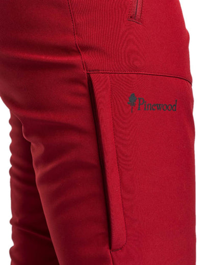 Dark Tomato Coloured Pinewood Womens Wilda Stretch Shell Trousers on white background #colour_dark-tomato