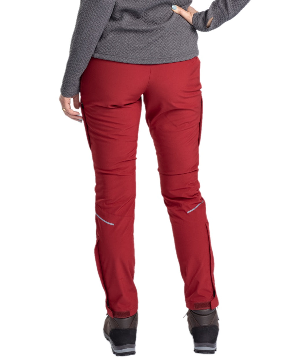 Dark Tomato Coloured Pinewood Womens Wilda Stretch Shell Trousers on white background #colour_dark-tomato