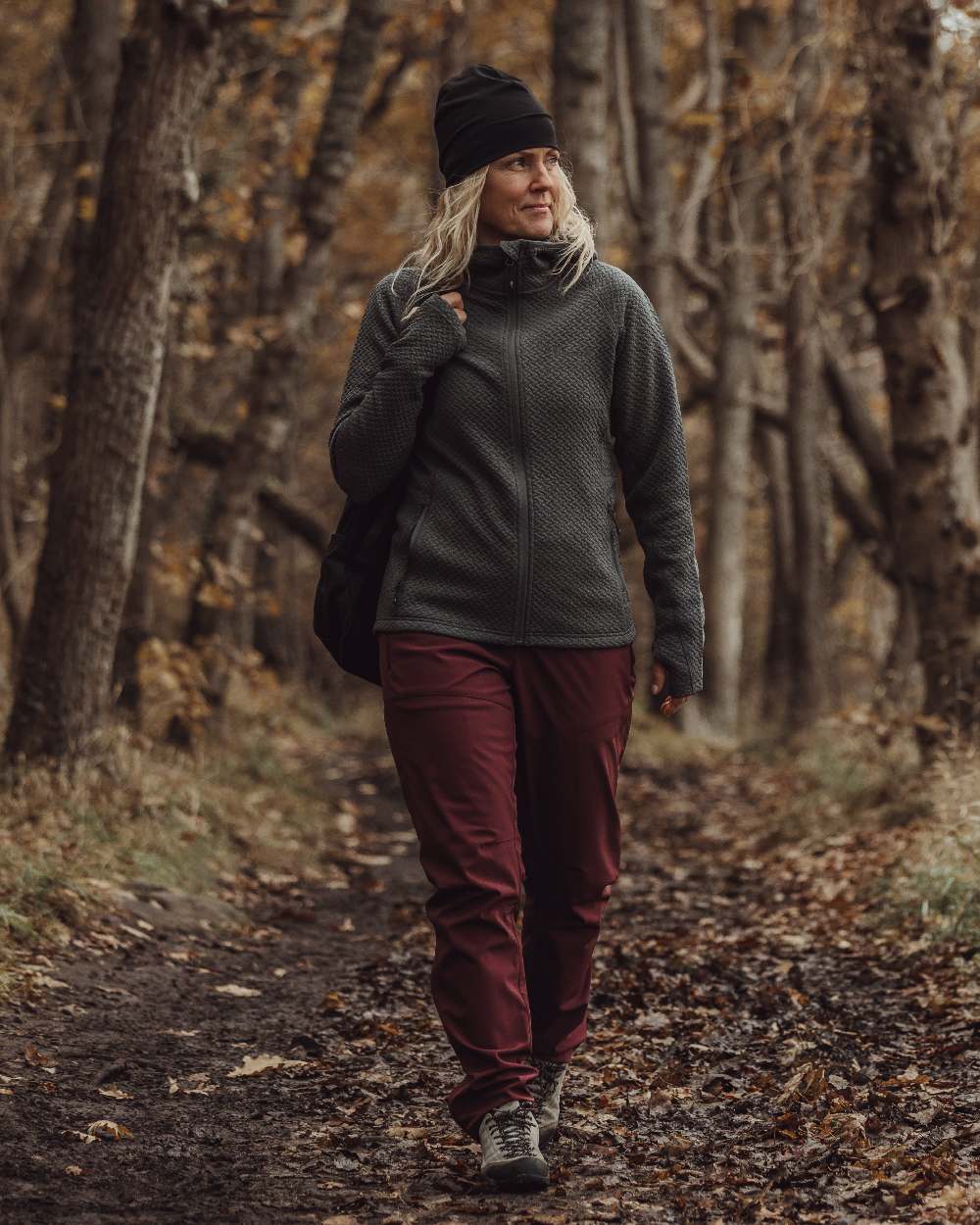 Earth Plum Coloured Pinewood Womens Wilda Stretch Shell Trousers on outdoor background #colour_earth-plum