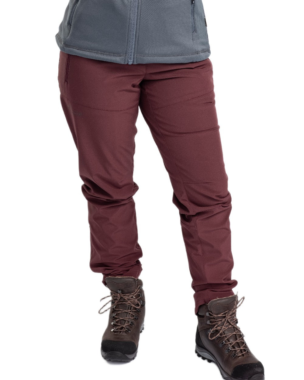 Earth Plum Coloured Pinewood Womens Wilda Stretch Shell Trousers on white background #colour_earth-plum