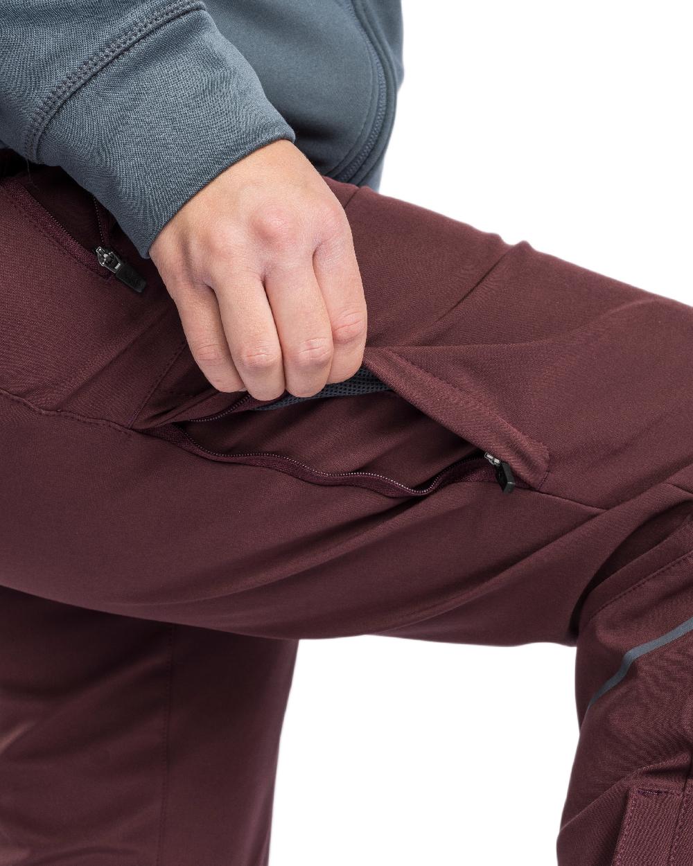 Earth Plum Coloured Pinewood Womens Wilda Stretch Shell Trousers on white background #colour_earth-plum