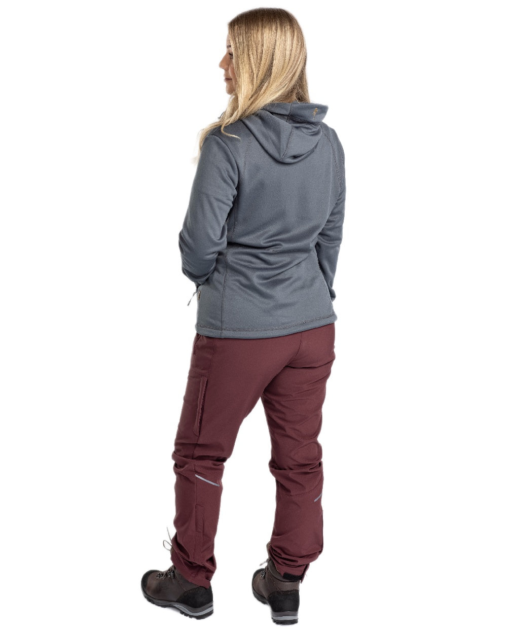 Earth Plum Coloured Pinewood Womens Wilda Stretch Shell Trousers on white background #colour_earth-plum