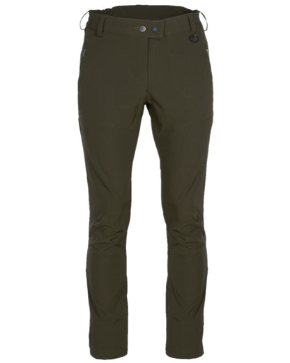 Moss Green Coloured Pinewood Womens Wilda Stretch Shell Trousers on white background #colour_moss-green