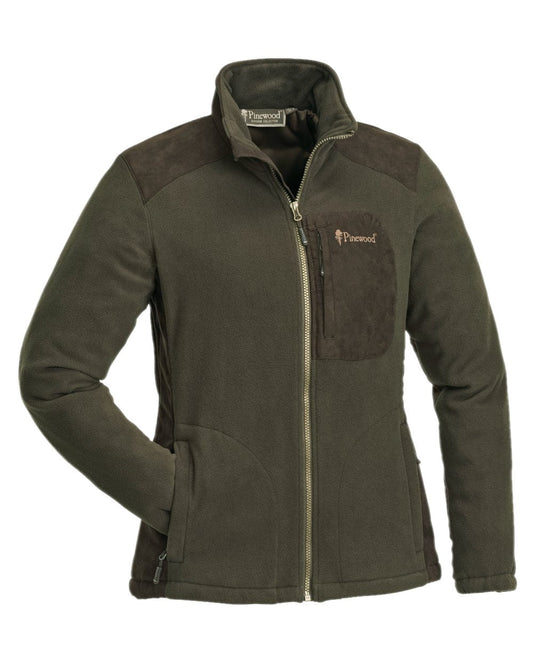 Hunting Brown Suede Brown Coloured Pinewood Womens Wildmark Membrane Fleece Jacket on white background #colour_hunting-brown-suede-brown