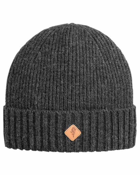 Dark Anthracite Mel Coloured Pinewood Wool Knitted Hat on white background #colour_dark-anthracite-mel