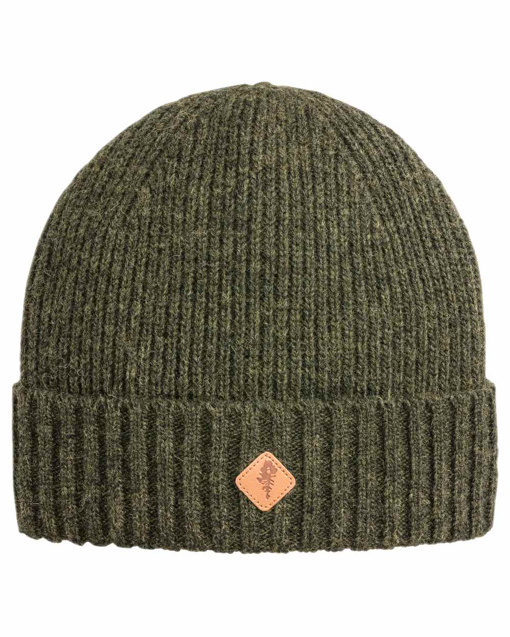 Mossgreen Mel Coloured Pinewood Wool Knitted Hat on white background #colour_mossgreen-mel