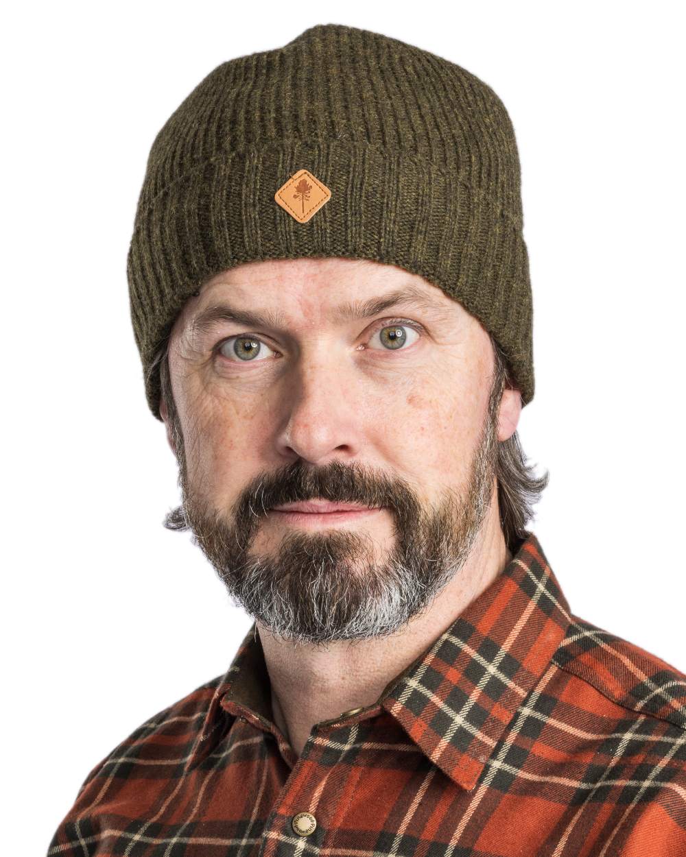 Mossgreen Mel Coloured Pinewood Wool Knitted Hat on white background #colour_mossgreen-mel
