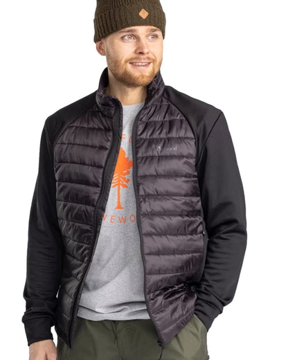Pinewood Mens Finnveden Hybrid Power Fleece Jacket in Black #colour_black