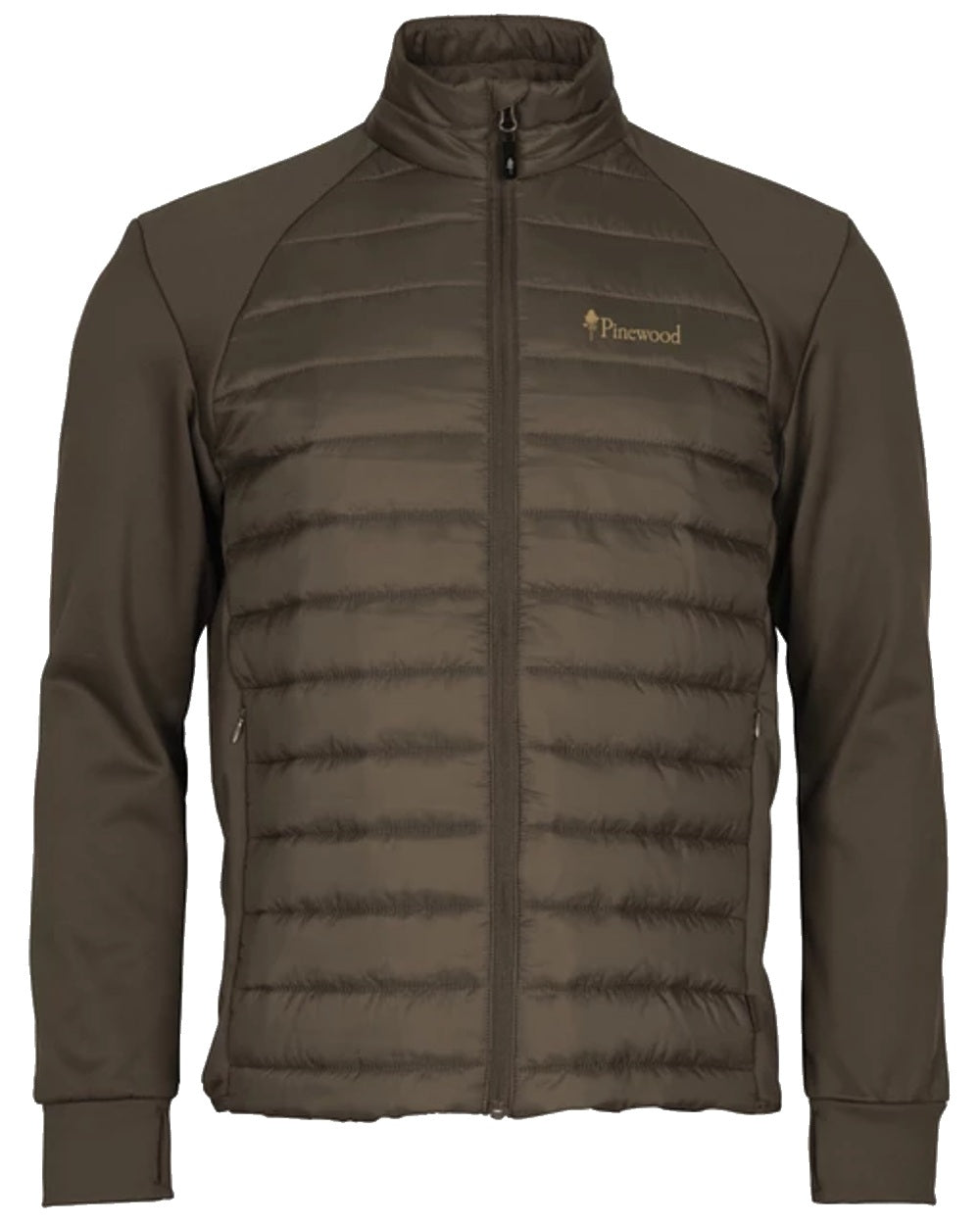 Pinewood Mens Finnveden Hybrid Power Fleece Jacket in Dusty Brown #colour_dusty-brown