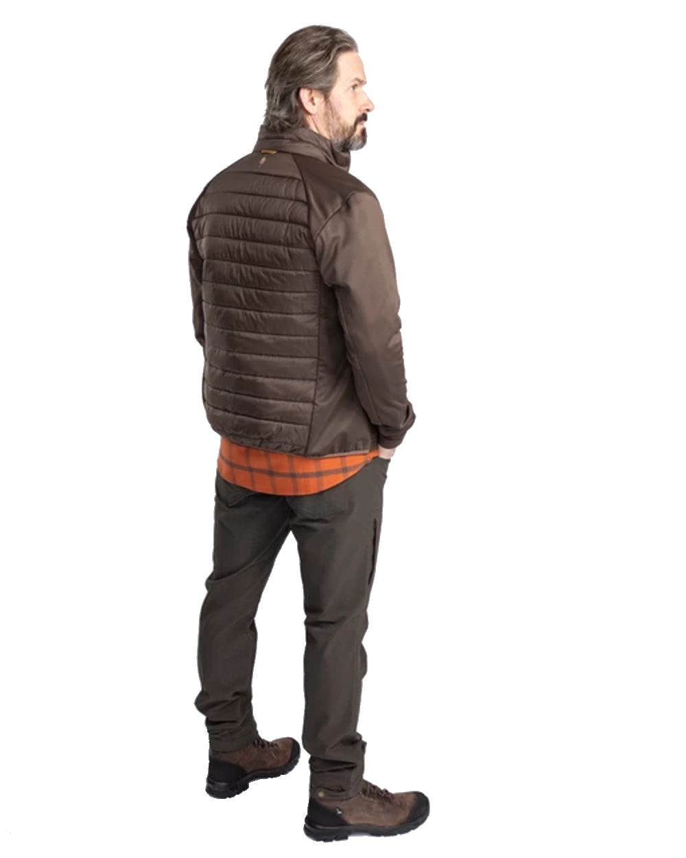 Pinewood Mens Finnveden Hybrid Power Fleece Jacket in Dusty Brown #colour_dusty-brown