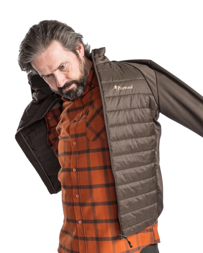 Pinewood Mens Finnveden Hybrid Power Fleece Jacket in Dusty Brown #colour_dusty-brown