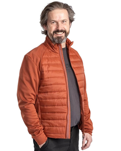 Pinewood Mens Finnveden Hybrid Power Fleece Jacket in Terracotta #colour_terracotta