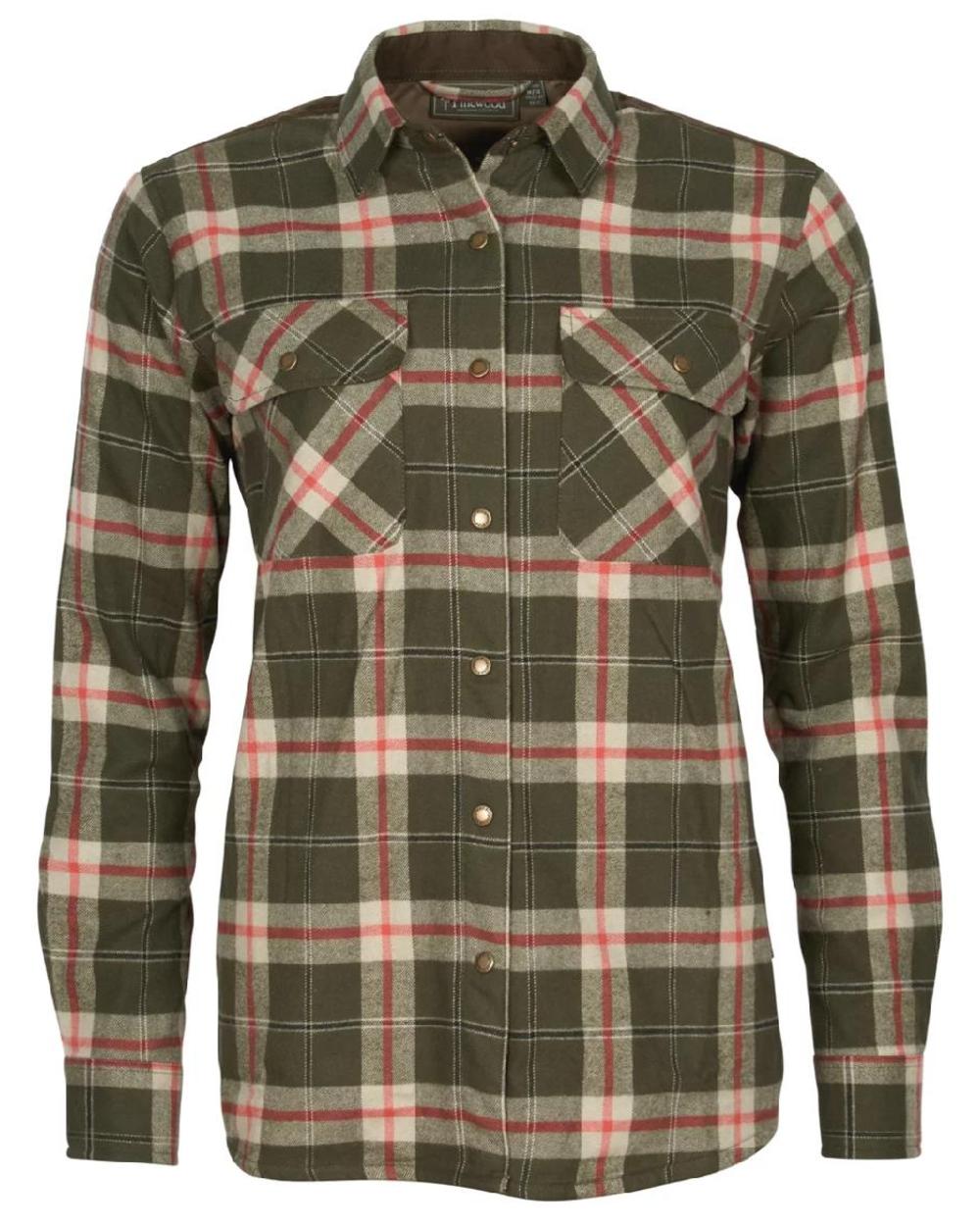 Dark Green Red coloured Pinewood Womens Douglas Shirt on white background #colour_dark-green-red