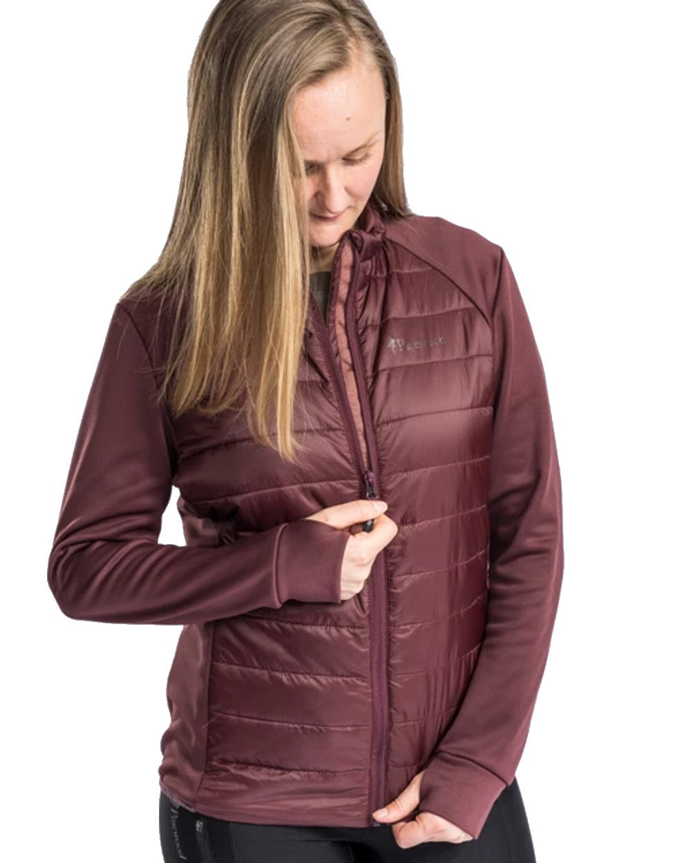 Pinewood Womens Finnveden Hybrid Power Fleece Jacket in Earth Plum #colour_earth-plum