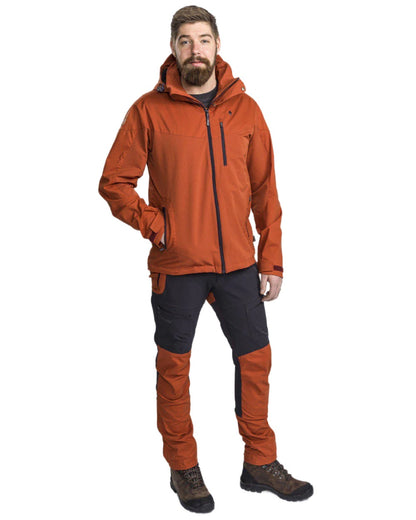 Dark Anthracite Terraco coloured Pinewood Mens Finnveden Hybrid Trousers on white background #colour_dark-anthracite-terraco