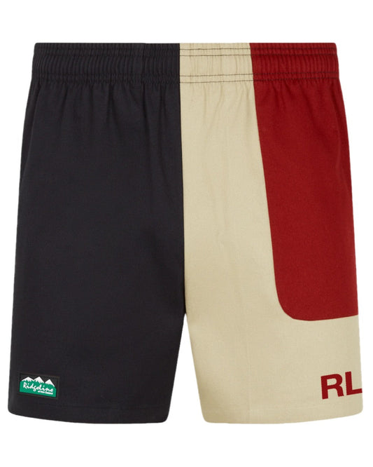 Black Multi coloured Ridgeline Backslider Shorts on white background #colour_black-multi