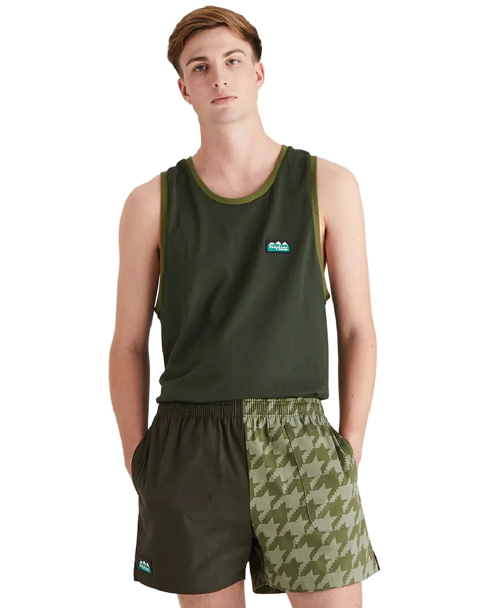 Deep Forest Print Coloured Ridgeline Backslider Shorts on white background #colour_deep-forest-print
