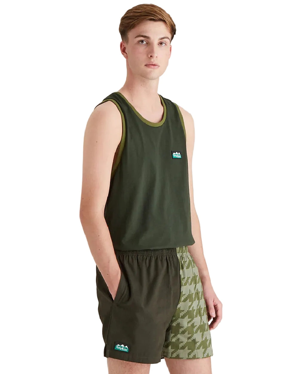 Deep Forest Print Coloured Ridgeline Backslider Shorts on white background #colour_deep-forest-print