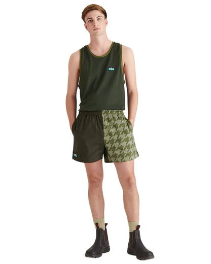 Deep Forest Print Coloured Ridgeline Backslider Shorts on white background #colour_deep-forest-print