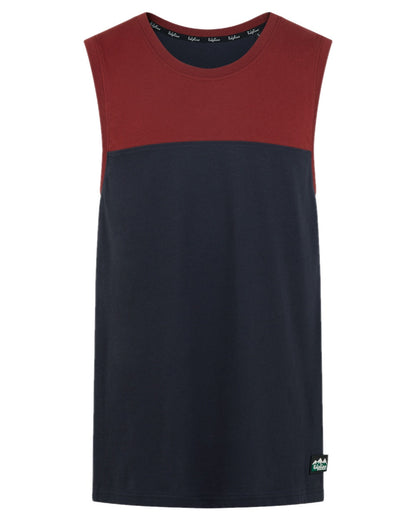 Navy Multi coloured Ridgeline Backslider Singlet Top on white background #colour_navy-multi