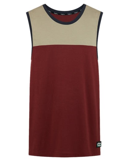 Rhubarb Multi coloured Ridgeline Backslider Singlet Top on white background #colour_rhubarb-multi