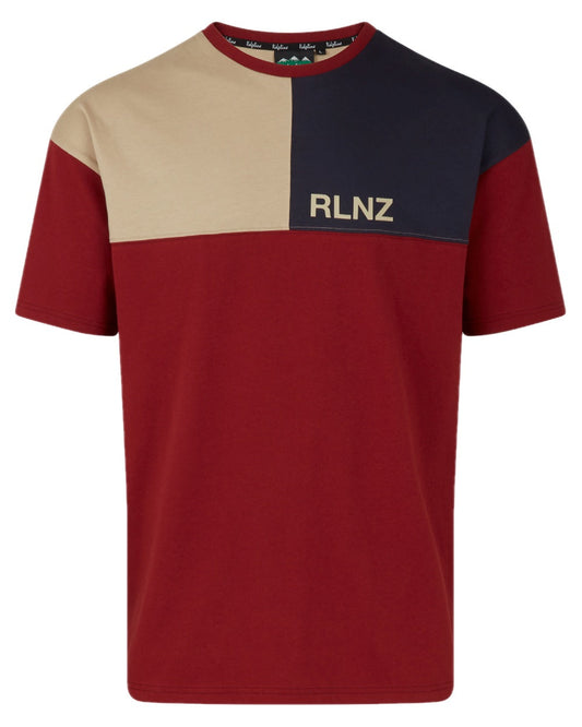 Rhubarb Multi coloured Ridgeline Backslider T-Shirt on white background #colour_rhubarb-multi