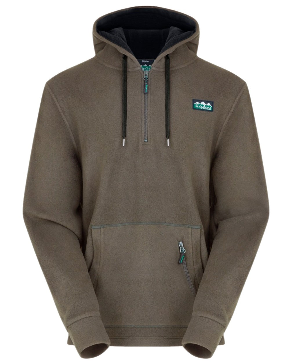 Smokey Olive Coloured Ridgeline Ballistic Hooded Fleece on white background #colour_smokey-olive