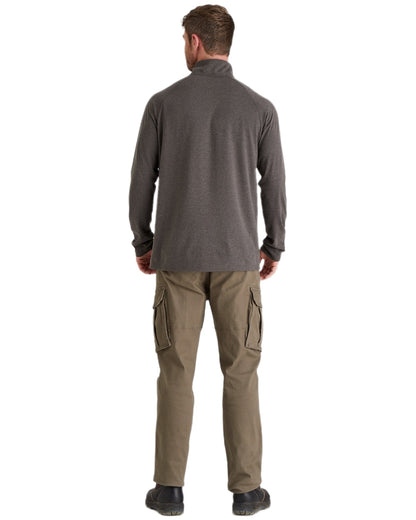 Light Bark Marl Coloured Ridgeline Baseline Pull On Zip Top on white background #colour_light-bark-marl